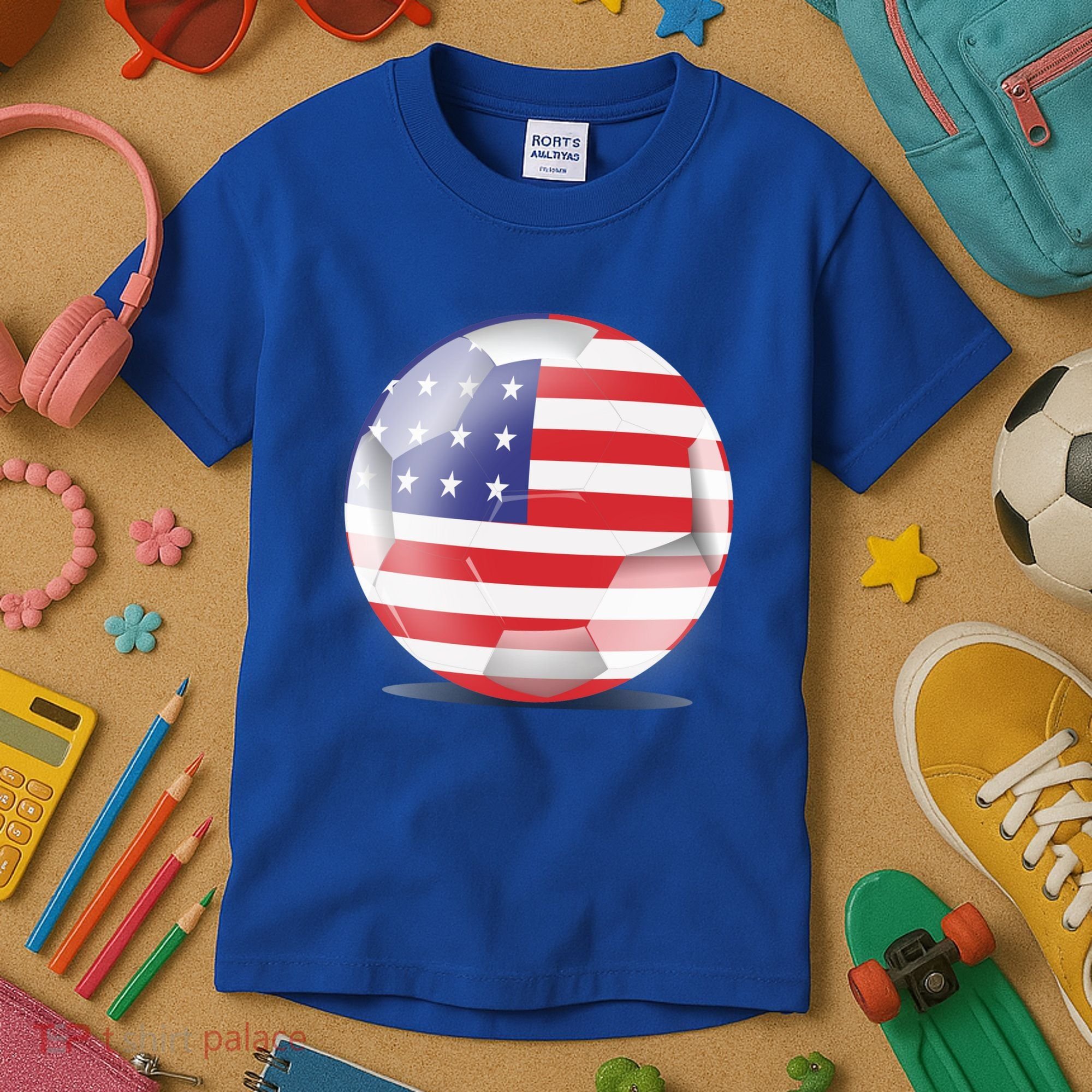 Soccer Ball Country Flag USA Kids T-Shirt