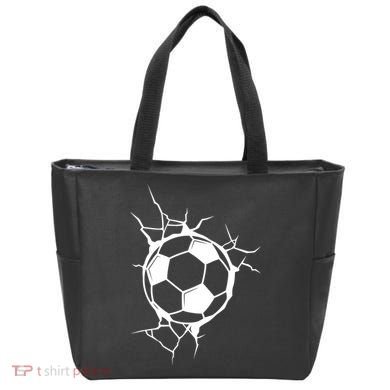 Soccer Ball Crashing Into Wall Tote Bag