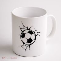 Soccer Ball Crashing Into Wall Coffee Mug thumb 1