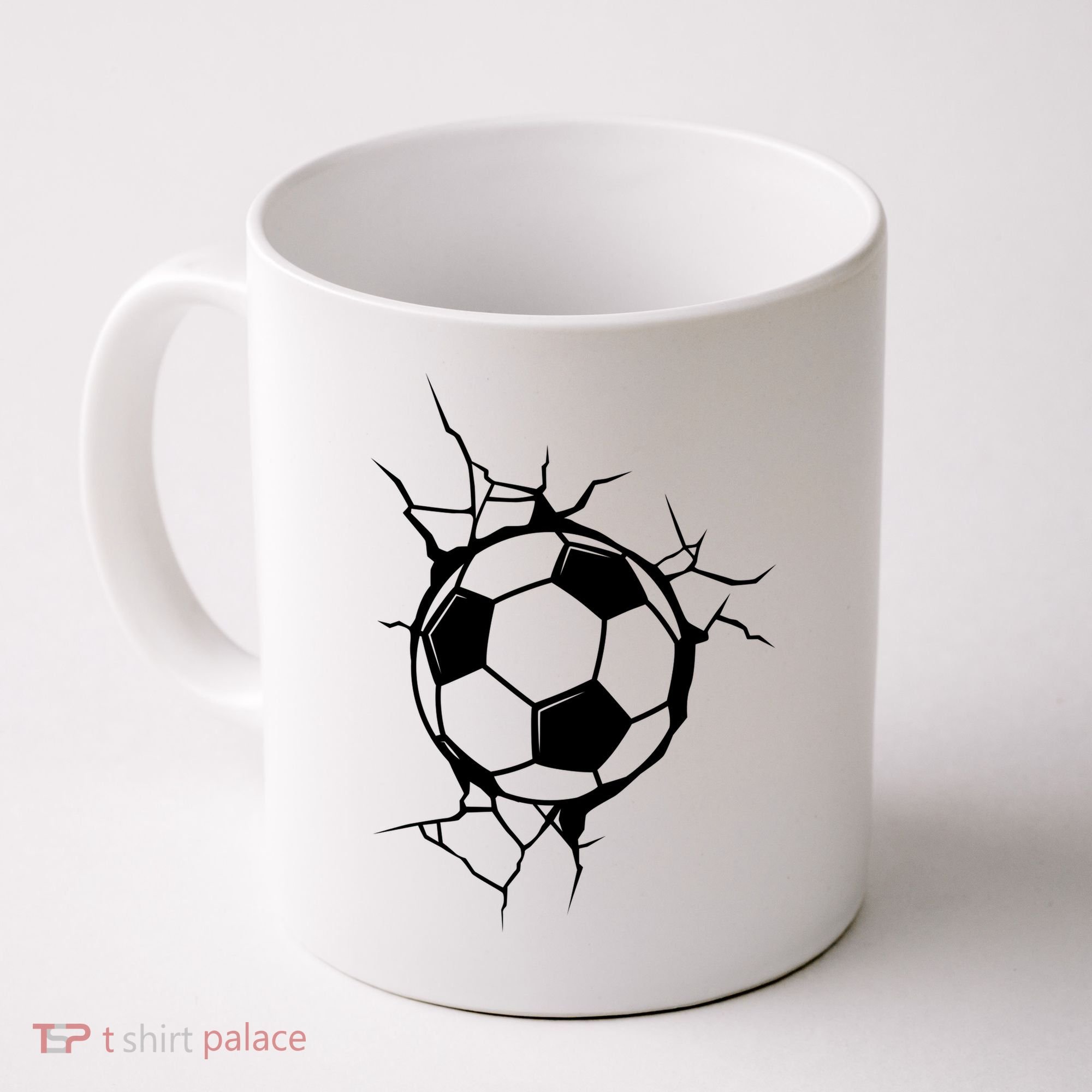 Soccer Ball Crashing Into Wall Coffee Mug