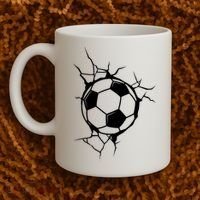 Soccer Ball Crashing Into Wall Coffee Mug thumb 2