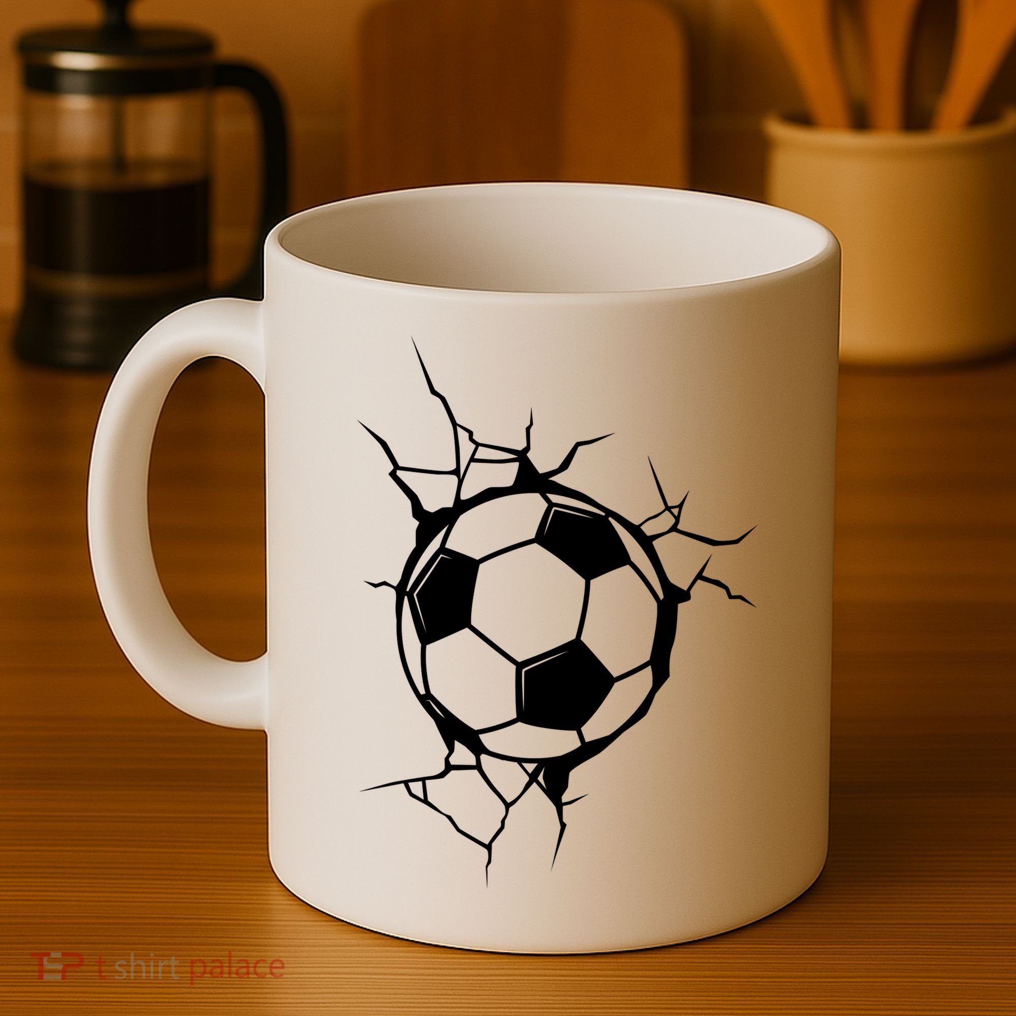 Soccer Ball Crashing Into Wall Coffee Mug