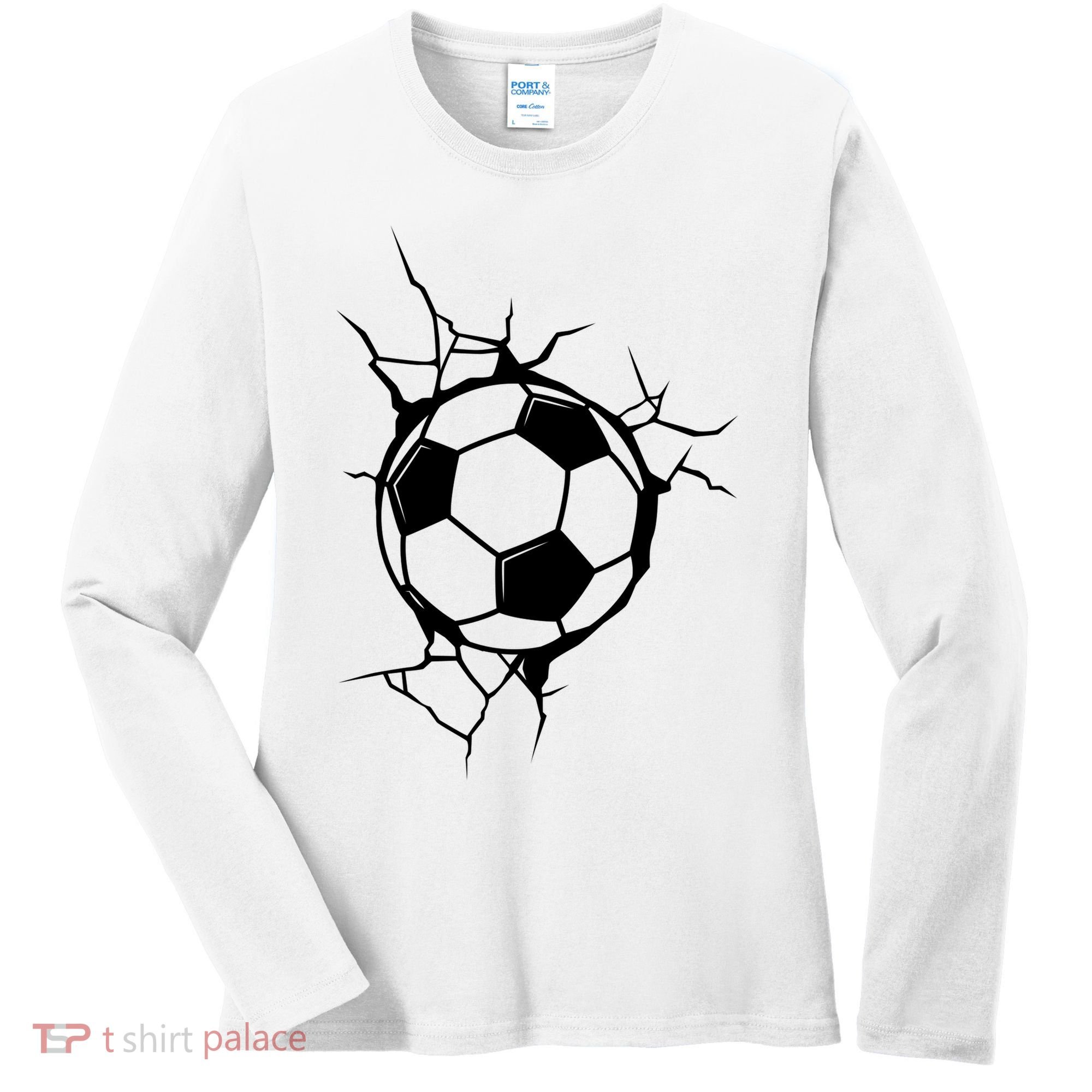 Soccer Ball Crashing Into Wall Women's Long Sleeve Shirt