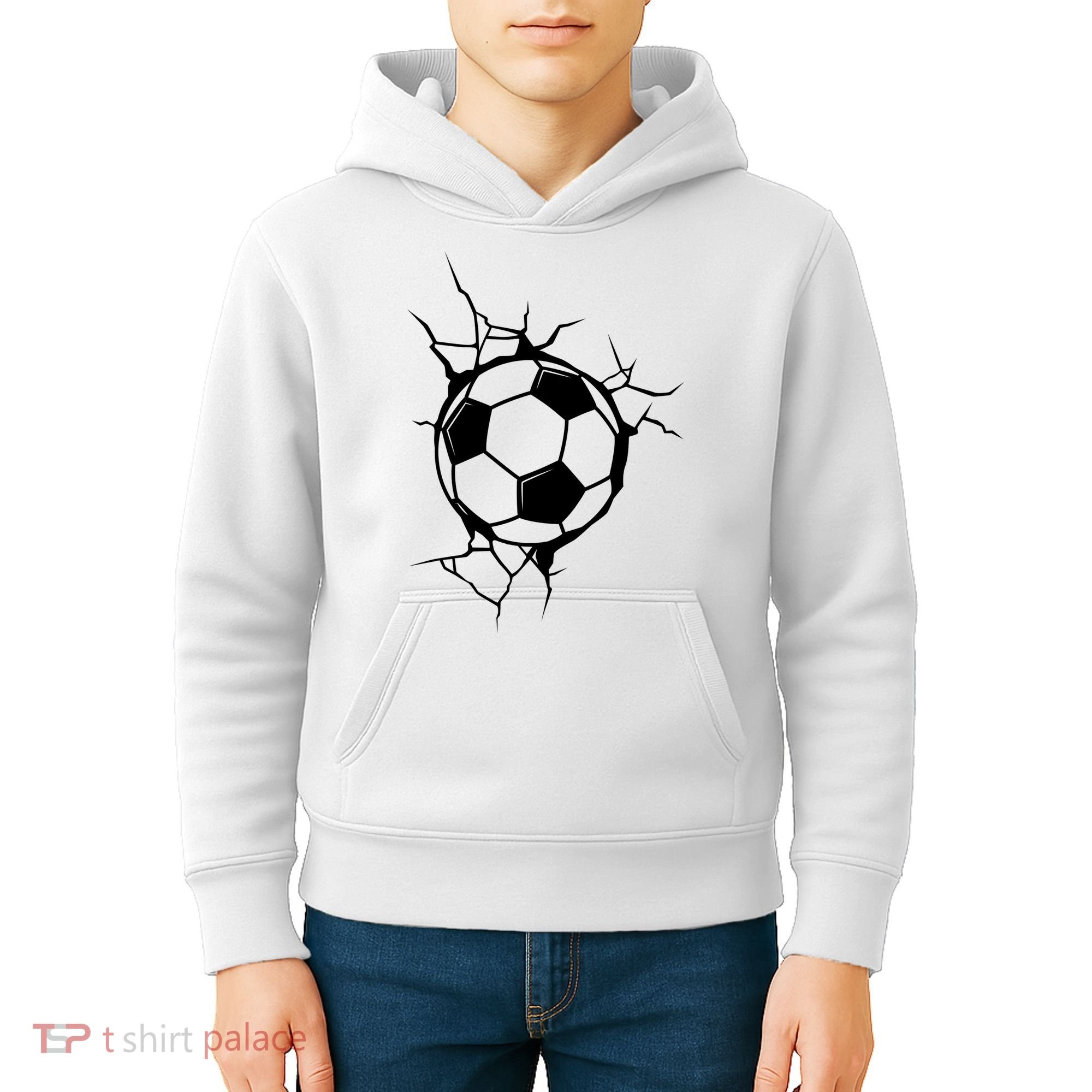 Soccer Ball Crashing Into Wall Kids Hoodie