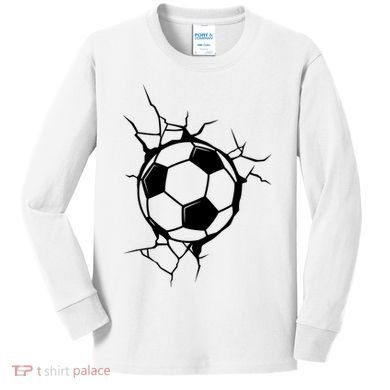 Soccer Ball Crashing Into Wall Kids Long Sleeve Shirt
