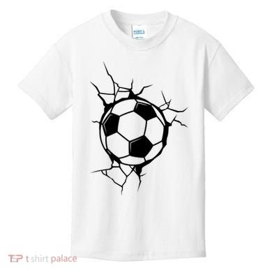 Soccer Ball Crashing Into Wall Kids T-Shirt