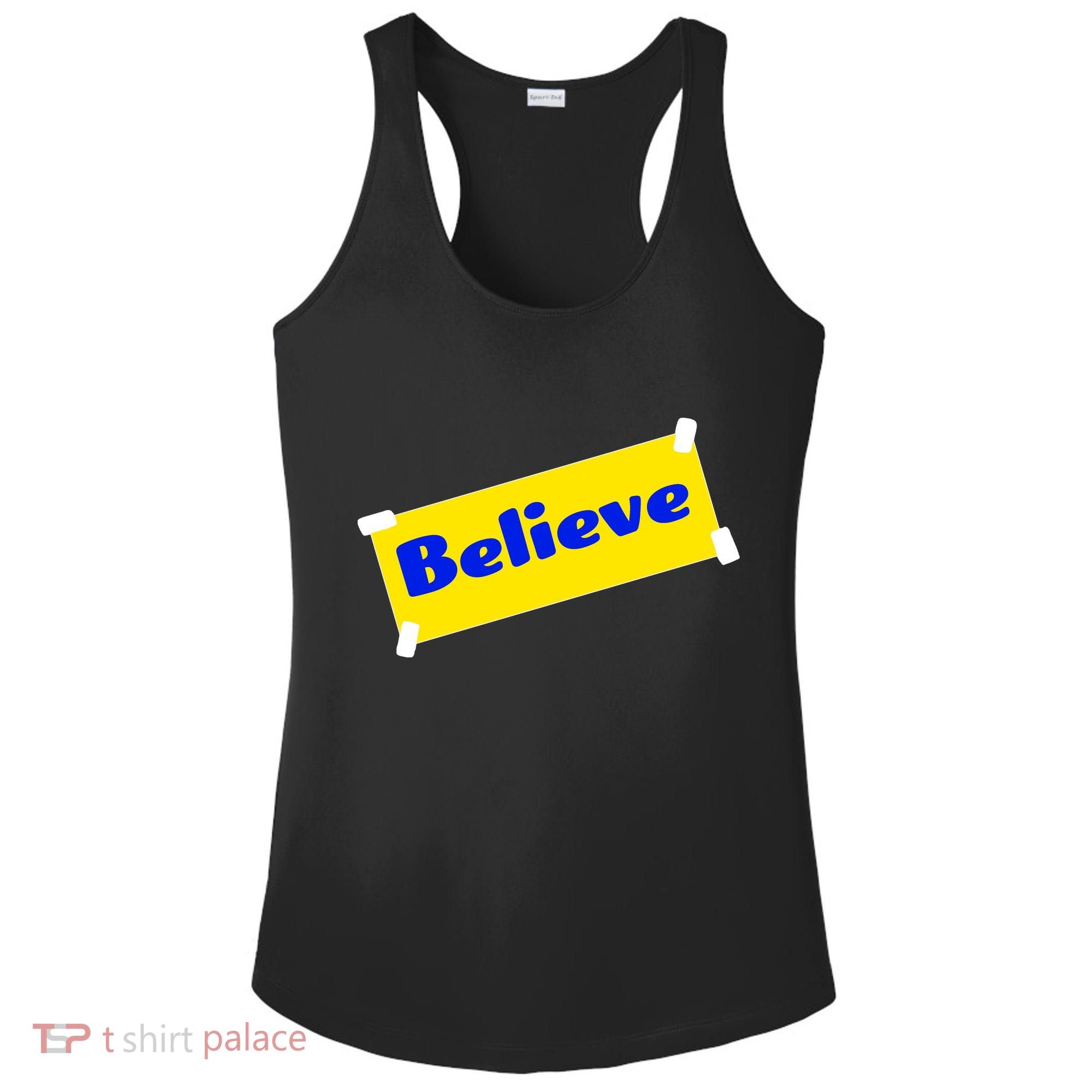 Soccer Believe Faith Coach Ladies PosiCharge Competitor Racerback Tank