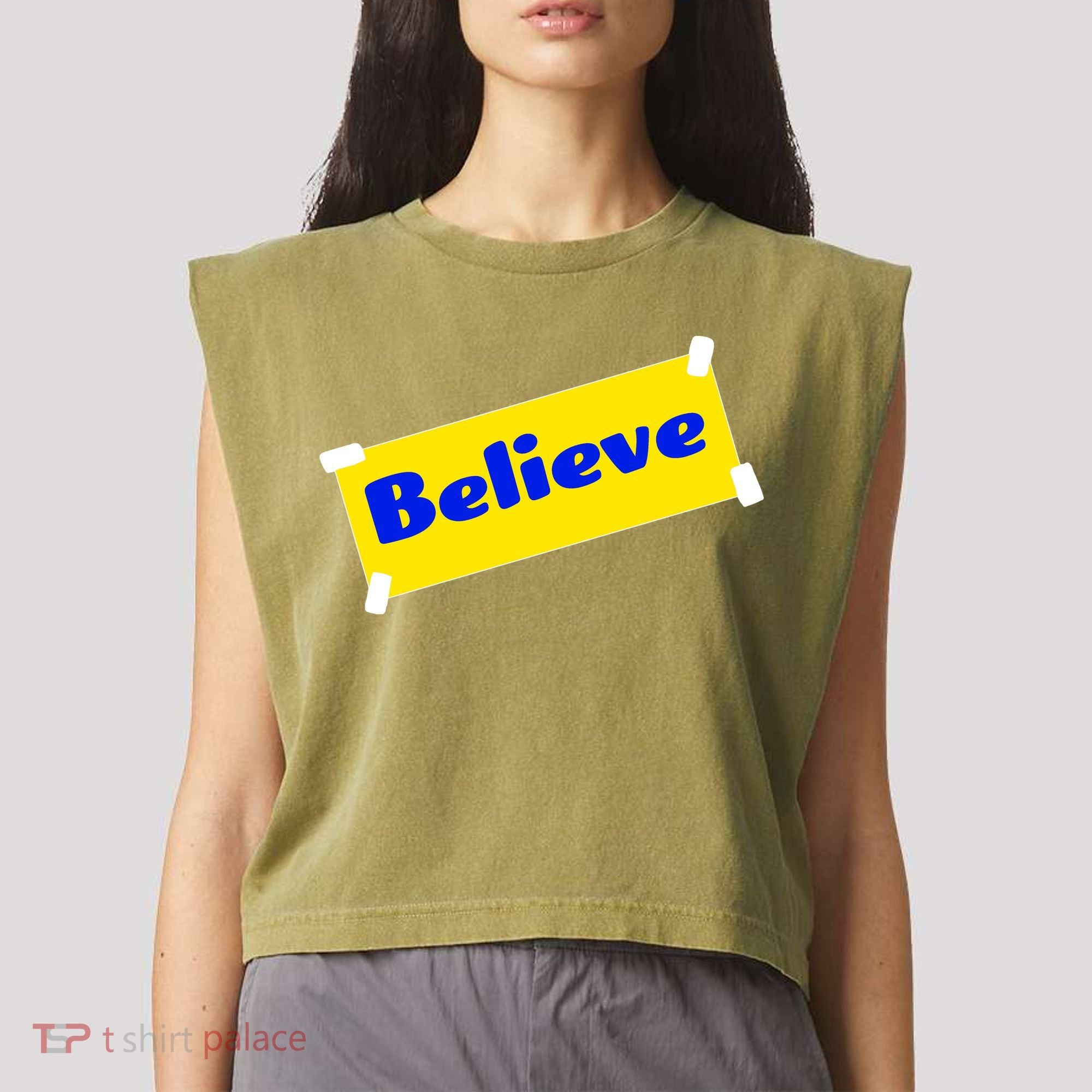 Soccer Believe Faith Coach Garment-Dyed Women's Muscle Tee