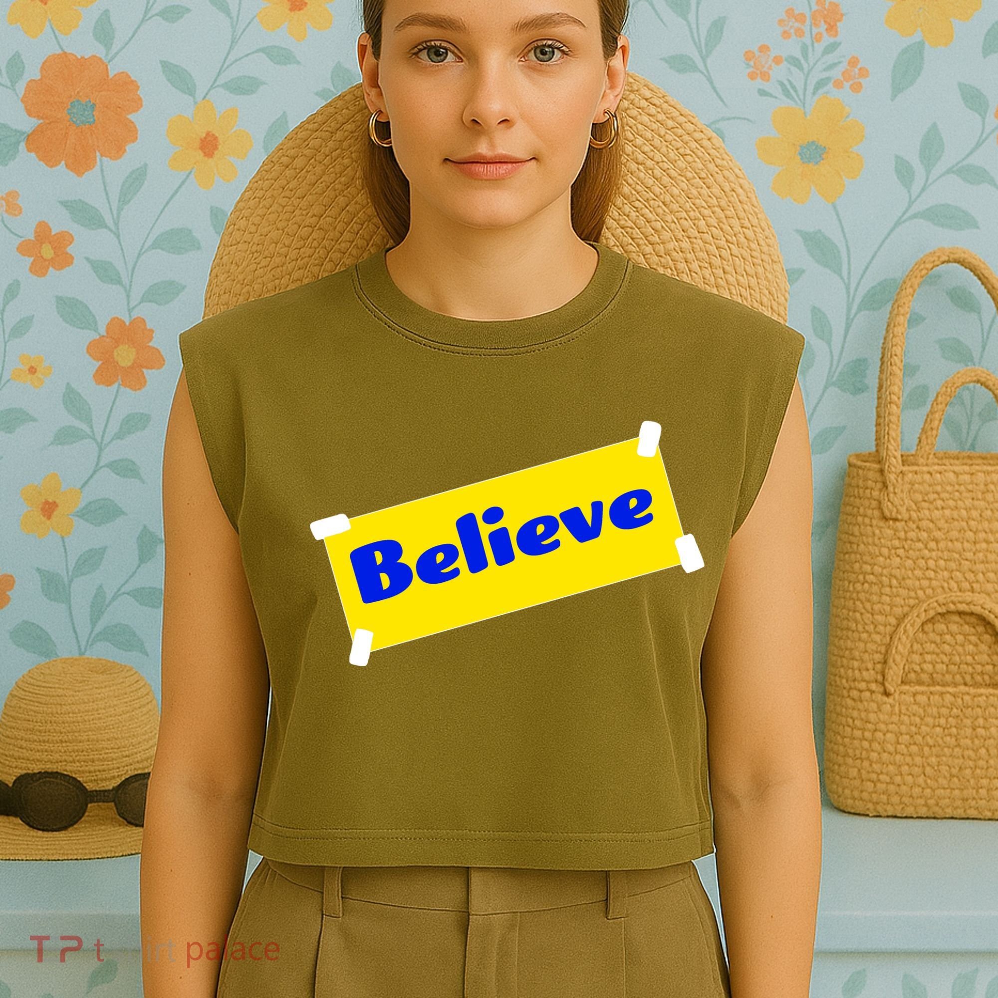 Soccer Believe Faith Coach Garment-Dyed Women's Muscle Tee