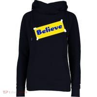 Soccer Believe Faith Coach Womens Funnel Neck Pullover Hood thumb 0
