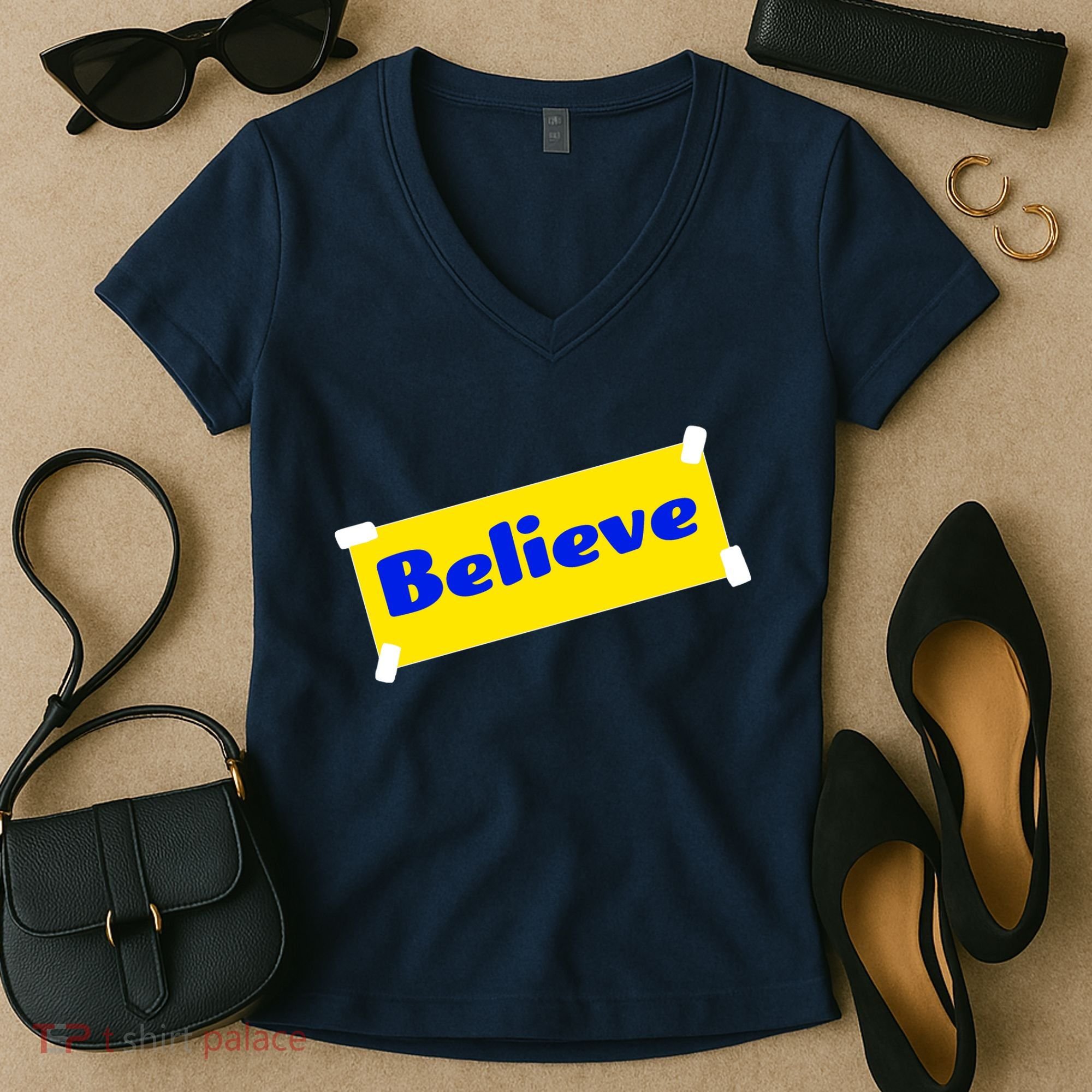 Soccer Believe Faith Coach Women's V-Neck T-Shirt