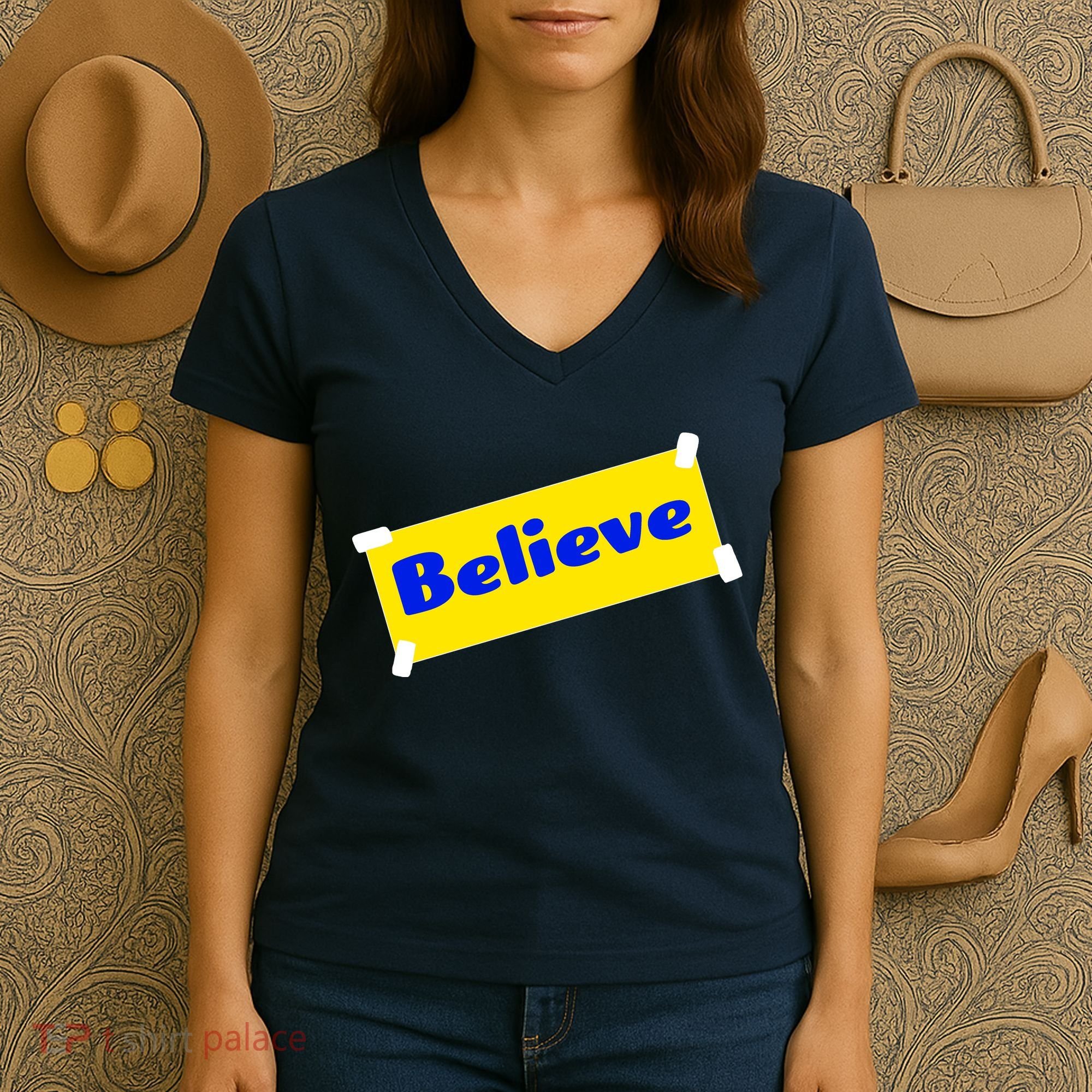Soccer Believe Faith Coach Women's V-Neck T-Shirt