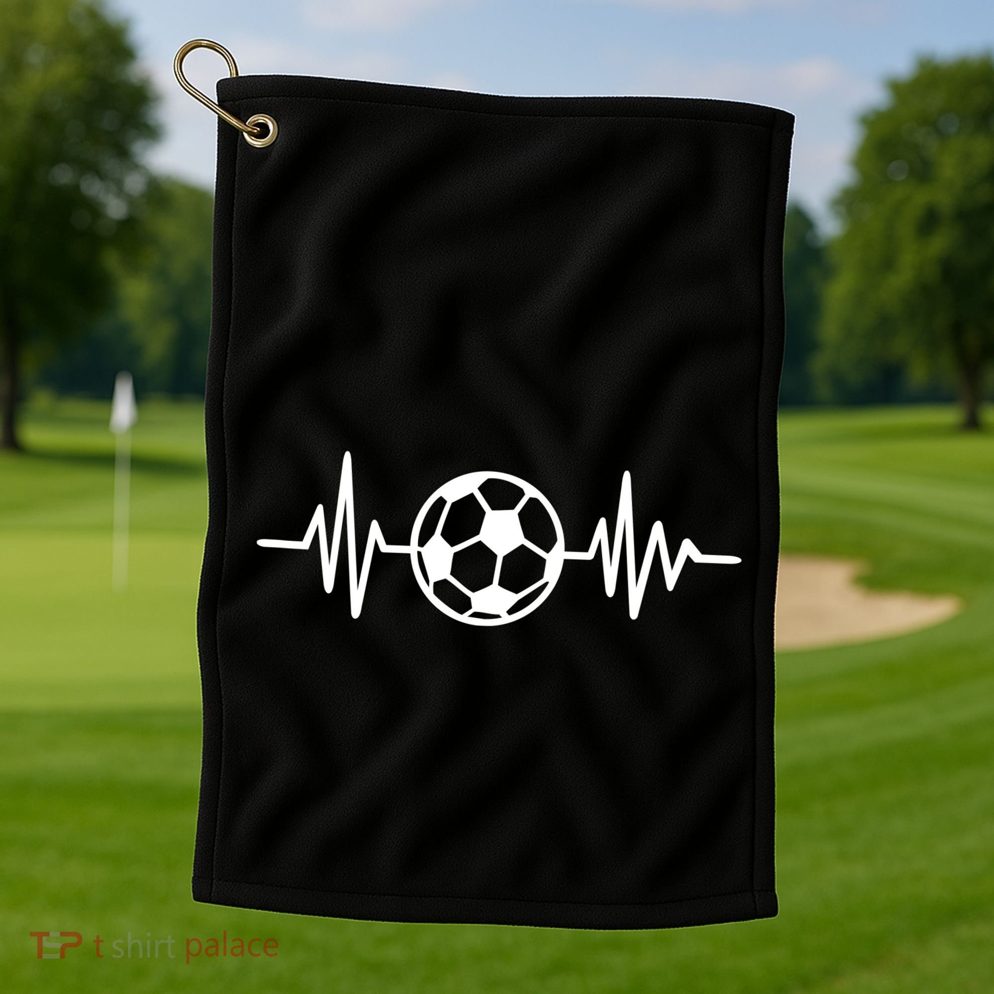 Soccer Futbol Heartbeat Pulse Golf Towel