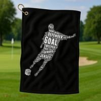 Soccer Futbol Player Word Art Golf Towel thumb 1