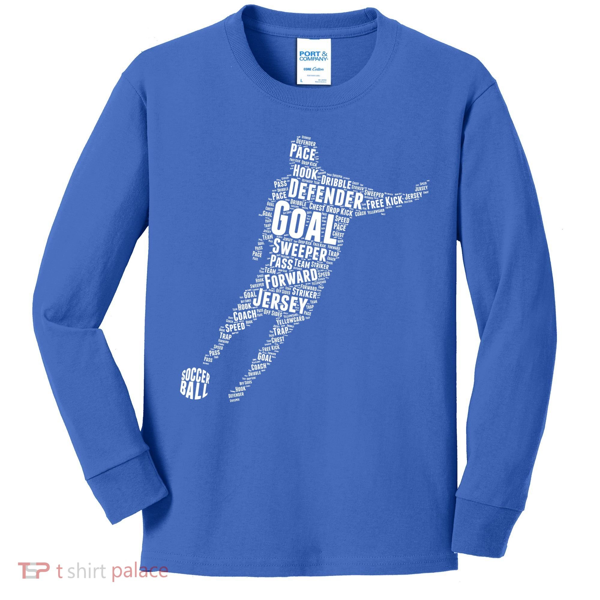 Soccer Futbol Player Word Art Kids Long Sleeve Shirt