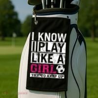 Soccer I Know I Play Like a Girl Golf Towel thumb 2