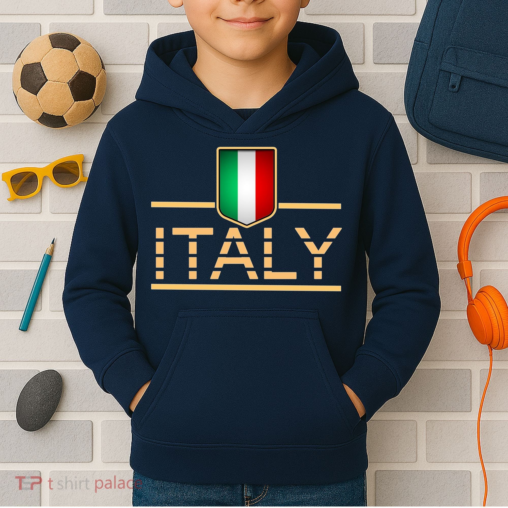 Soccer Italian Flag Italy Fan Logo Kids Hoodie