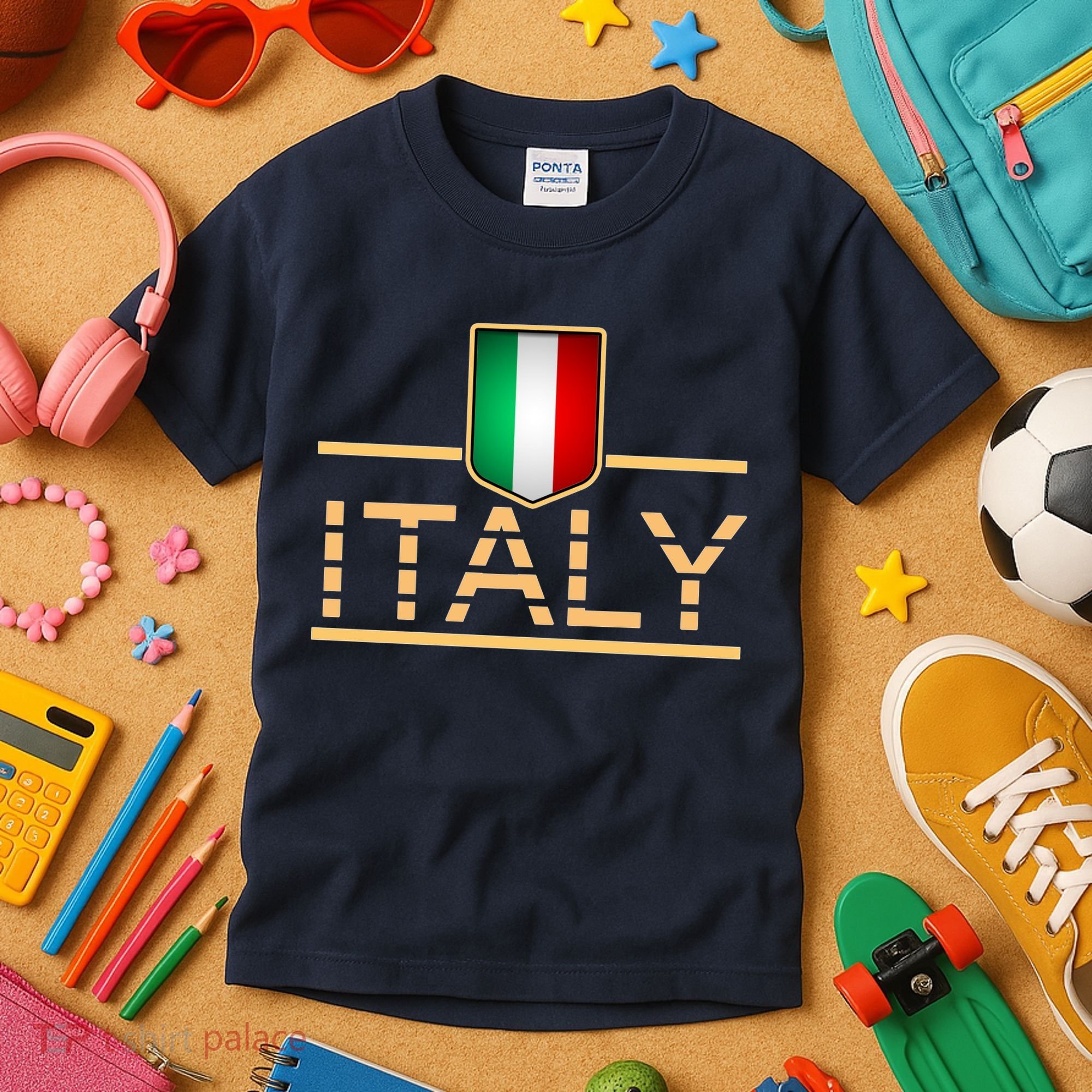 Soccer Italian Flag Italy Fan Logo Kids T-Shirt