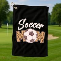 Soccer Mom Stylish Leopard Print Golf Towel thumb 1