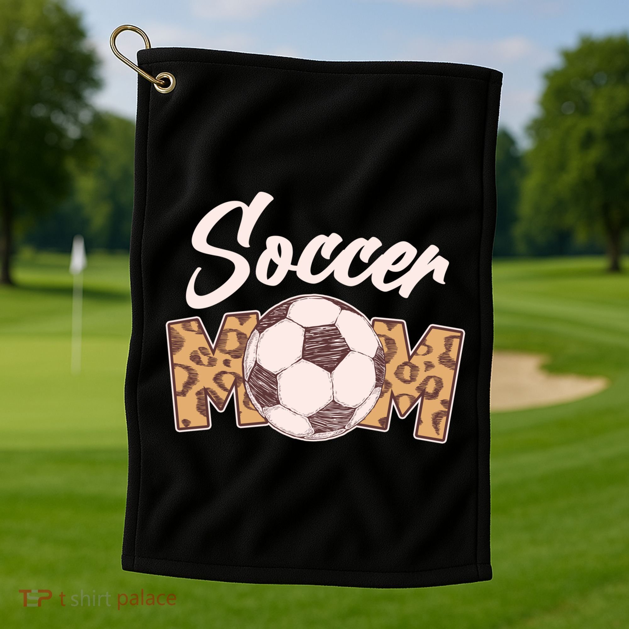 Soccer Mom Stylish Leopard Print Golf Towel