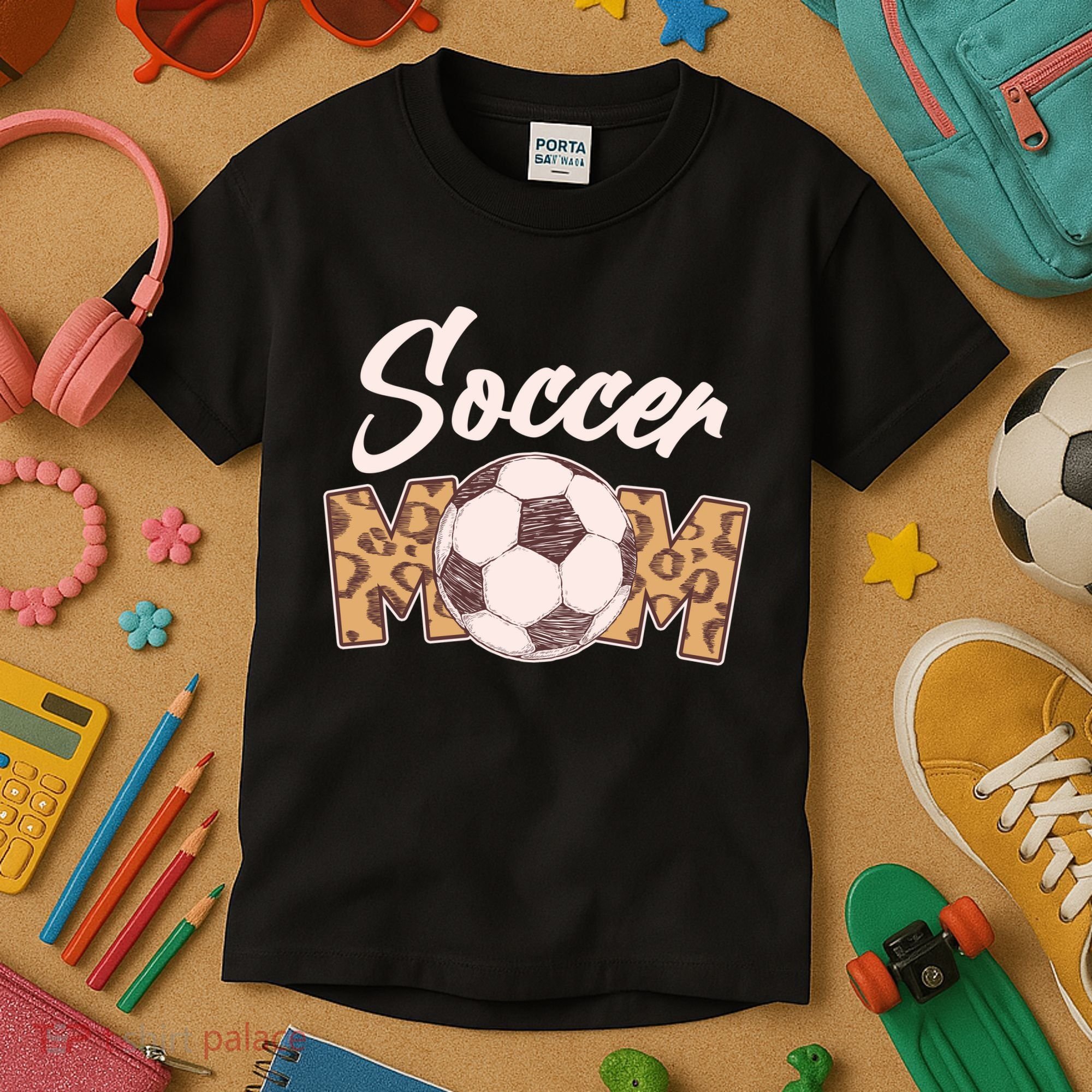 Soccer Mom Stylish Leopard Print Kids T-Shirt