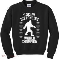 Social Distancing World Champion Sasquatch Kids Sweatshirt thumb 0