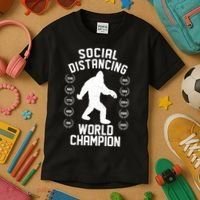 Social Distancing World Champion Sasquatch Kids T-Shirt thumb 3