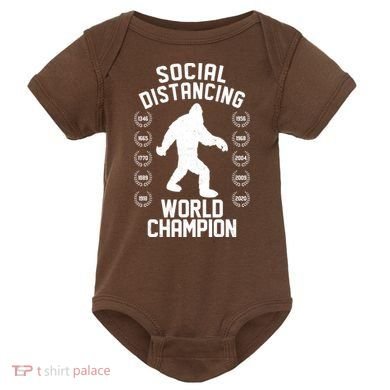 Social Distancing World Champion Sasquatch Baby Bodysuit