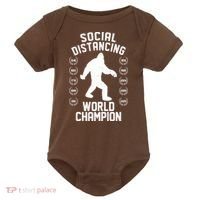 Social Distancing World Champion Sasquatch Baby Bodysuit thumb 0