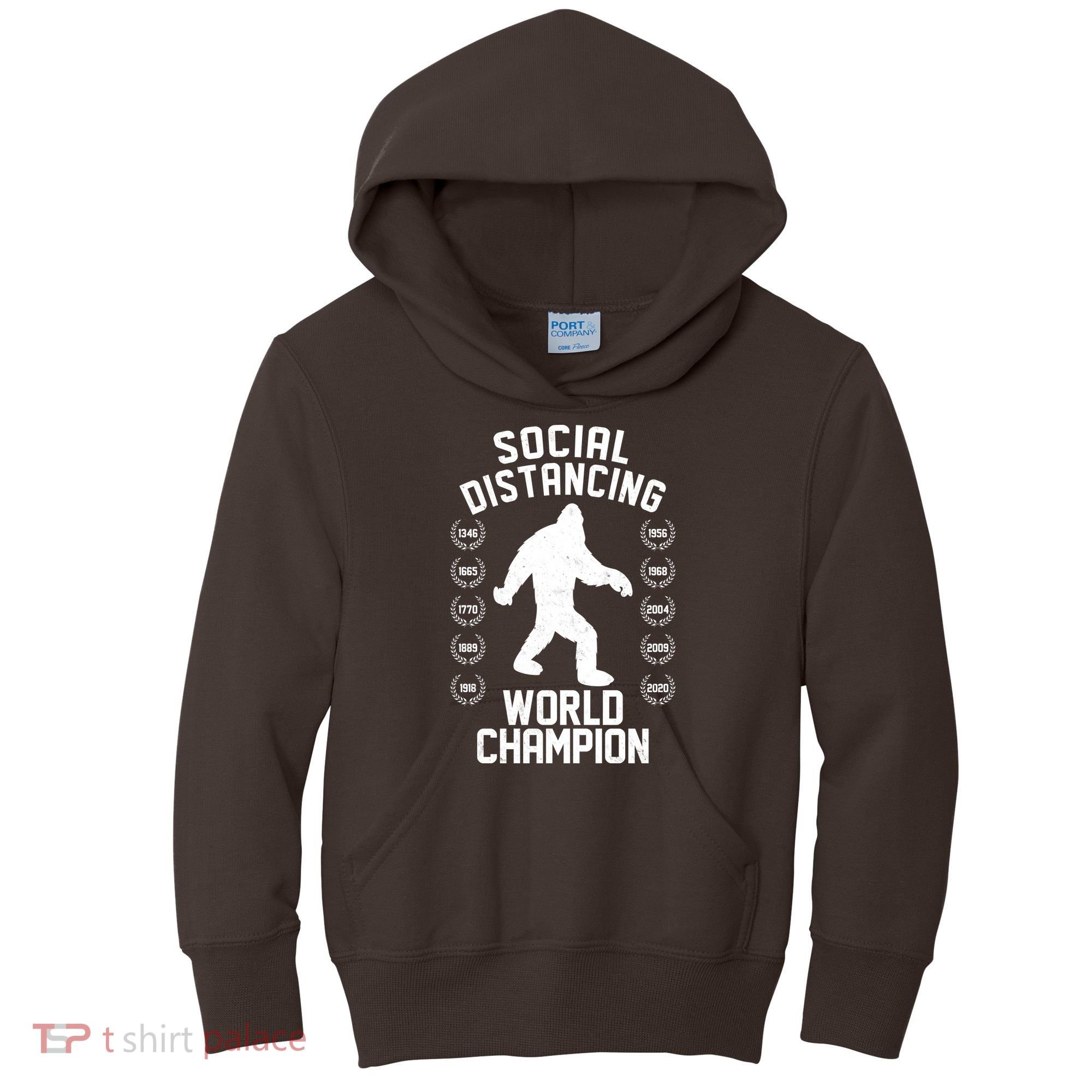 Social Distancing World Champion Sasquatch Kids Hoodie