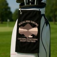 Social Fish-Tancing Funny Social Distancing Golf Towel thumb 2