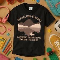 Social Fish-Tancing Funny Social Distancing Kids T-Shirt thumb 3