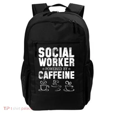 Social Worker Powered By Caffeine Backpack