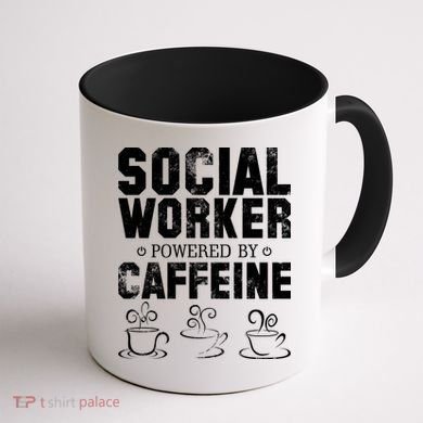 Social Worker Powered By Caffeine Coffee Mug back