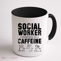 Social Worker Powered By Caffeine Coffee Mug thumb 1