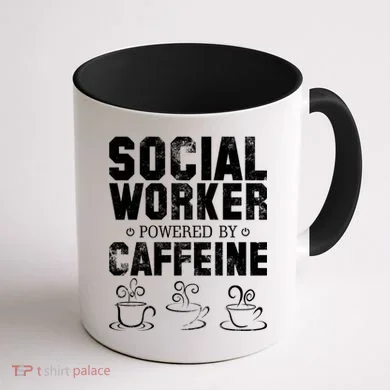 Social Worker Powered By Caffeine Coffee Mug back