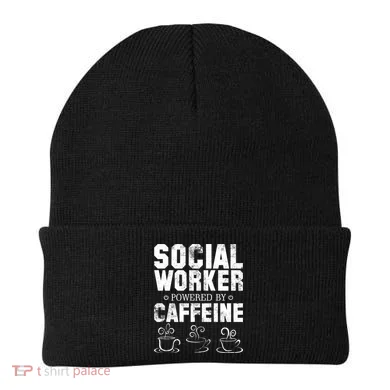 Social Worker Powered By Caffeine Beanie