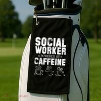 Social Worker Powered By Caffeine Golf Towel thumb 2