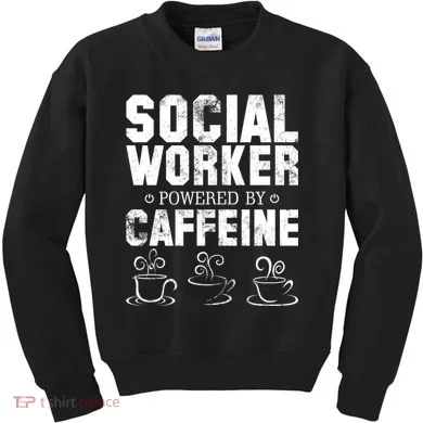 Social Worker Powered By Caffeine Kids Sweatshirt