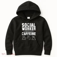 Social Worker Powered By Caffeine Kids Hoodie thumb 0