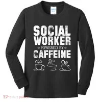 Social Worker Powered By Caffeine Kids Long Sleeve Shirt thumb 0