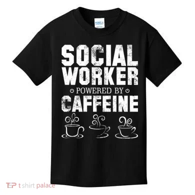Social Worker Powered By Caffeine Kids T-Shirt