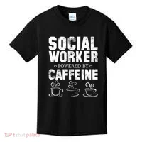 Social Worker Powered By Caffeine Kids T-Shirt thumb 0