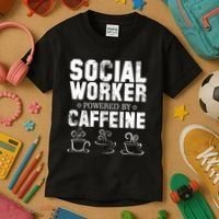 Social Worker Powered By Caffeine Kids T-Shirt thumb 3