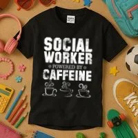 Social Worker Powered By Caffeine Kids T-Shirt thumb 3
