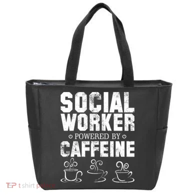 Social Worker Powered By Caffeine Tote Bag