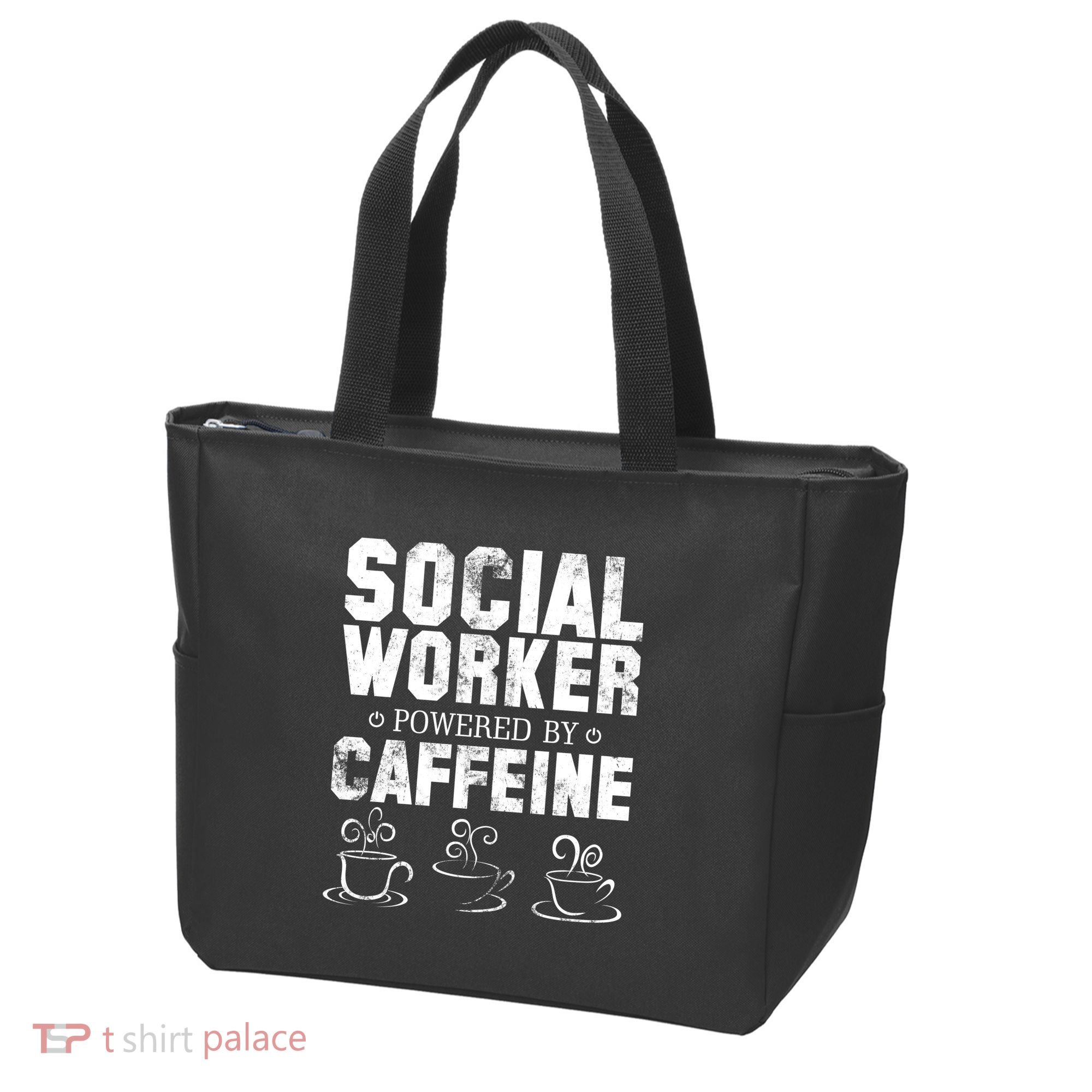 Social Worker Powered By Caffeine Tote Bag
