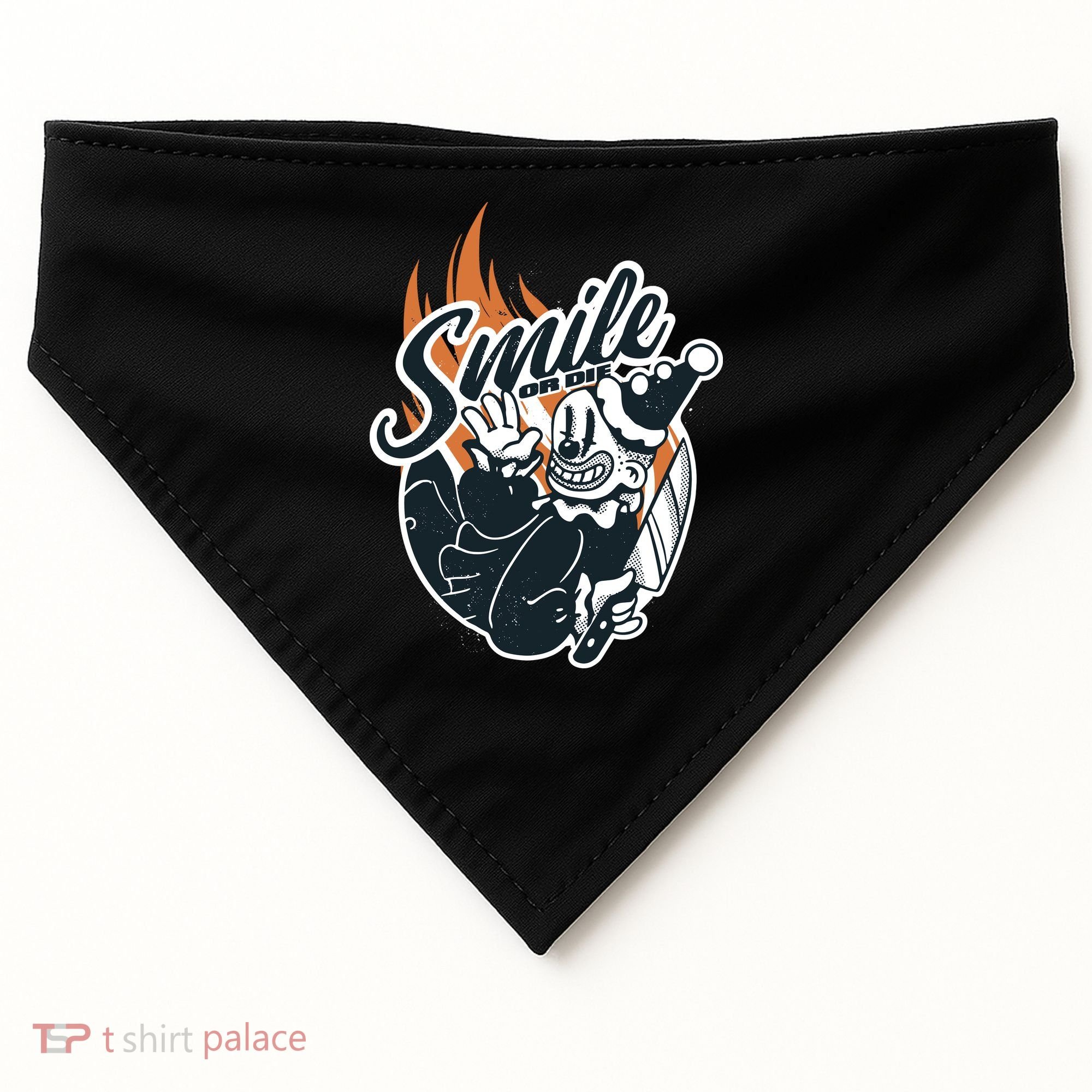 Smile Or Die Scary Clown Halloween USA-Made Doggie Bandana