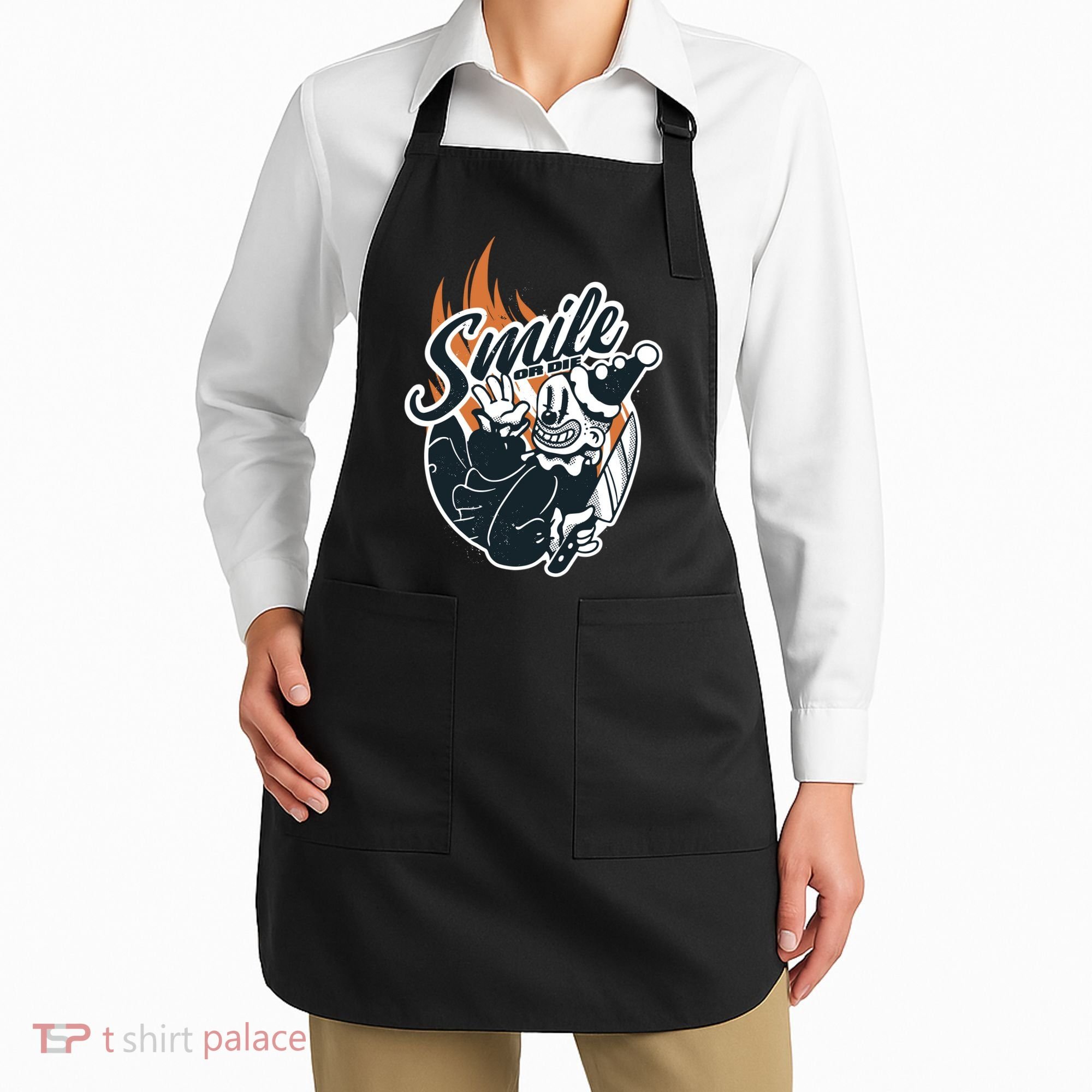 Smile Or Die Scary Clown Halloween Apron