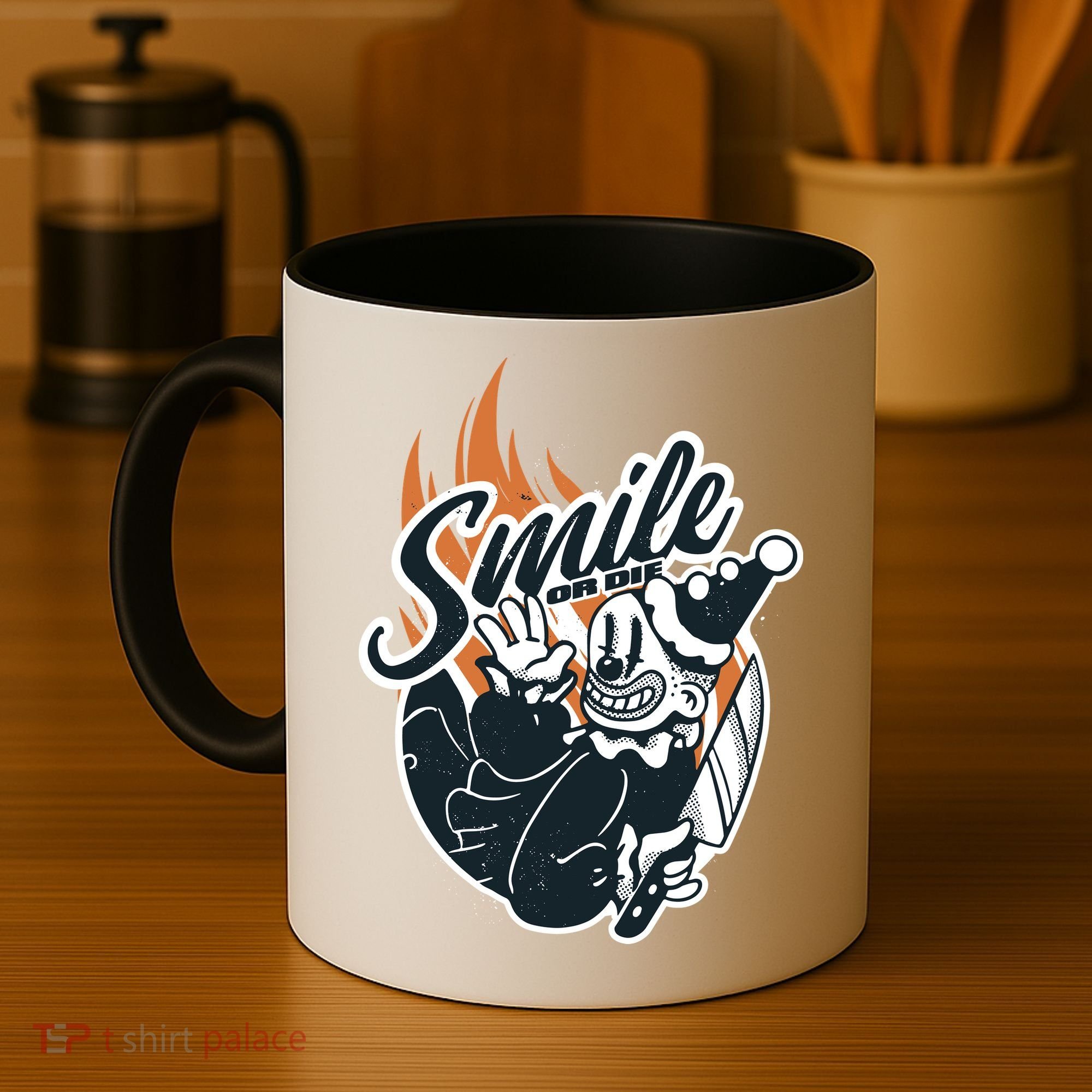 Smile Or Die Scary Clown Halloween Coffee Mug